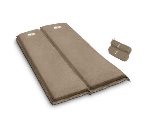 Weisshorn 10cm Self Inflating Mattress Inflatable Air Bed Mattress | Double | Fawn